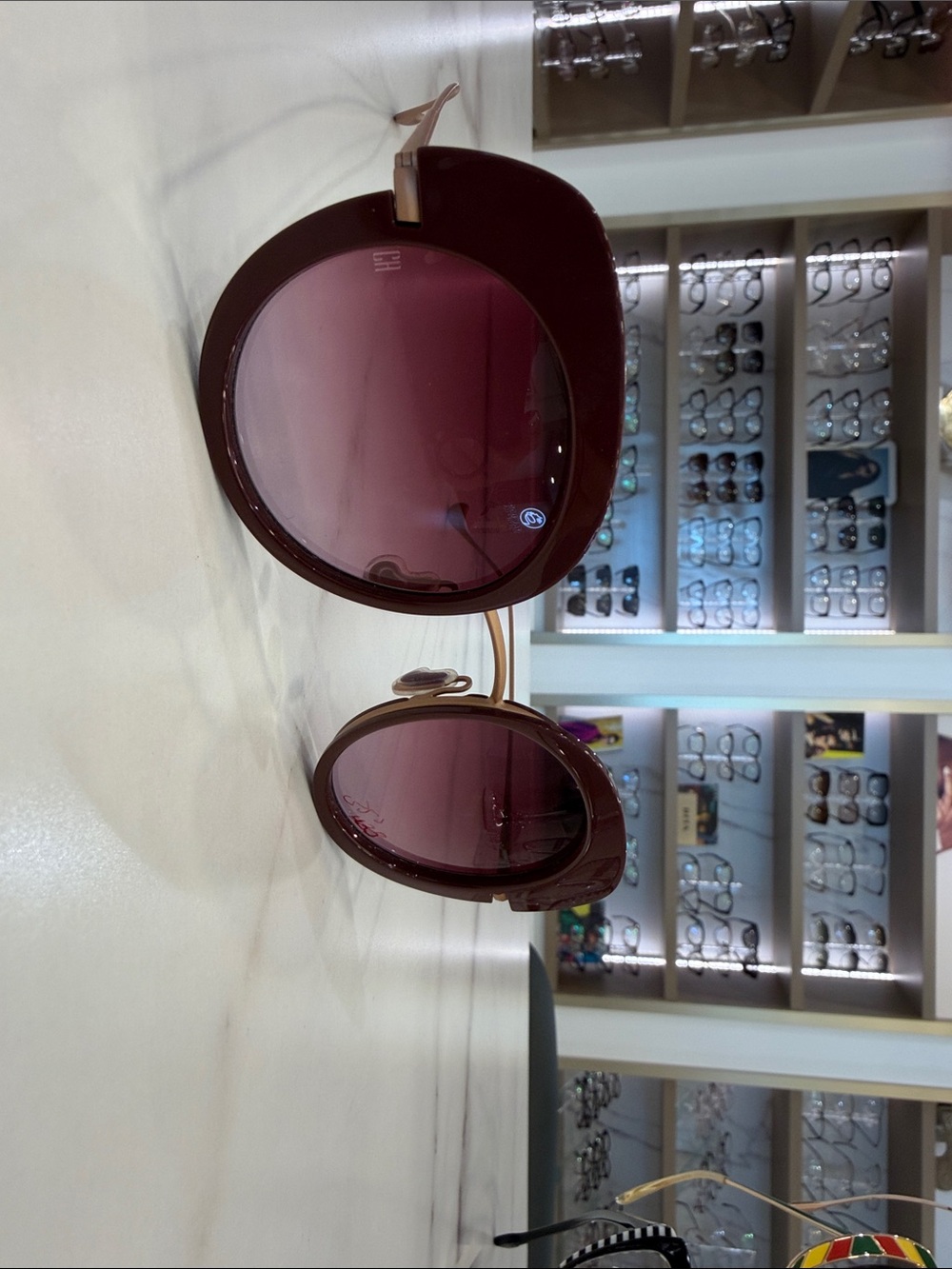 Caroline Abram Woopy Round Women's Sunglasses in Burgundy